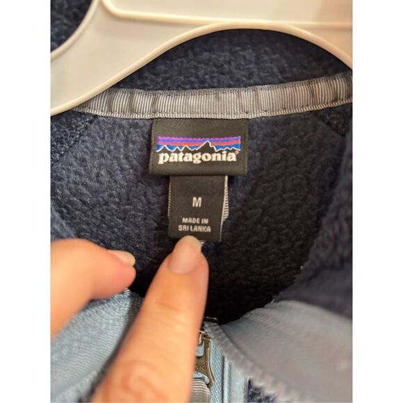 Patagonia Kids' Retro Pile Fleece Jacket New Navy w/Light Plume Grey - Picture 4 of 8